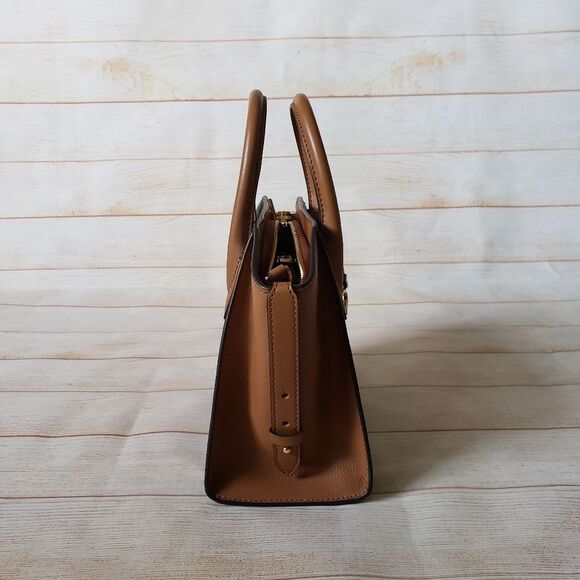 Michael Kors Signature Logo Avril Top Zip Satchel/Crossbody Handbag Small Brown - Picture 7 of 16